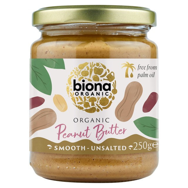 Biona smooth peanut butter free from palm fat 250g - British product