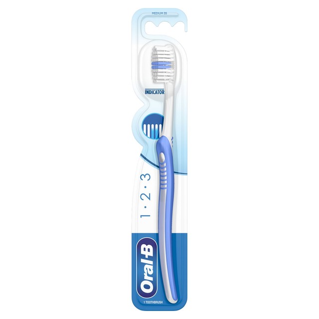 Oral-B 123 Indicator medium manual toothbrush 35, imported from the UK
