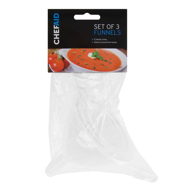 Chef Aid funnel set 10cm, 9cm, 7cm diameters - British product