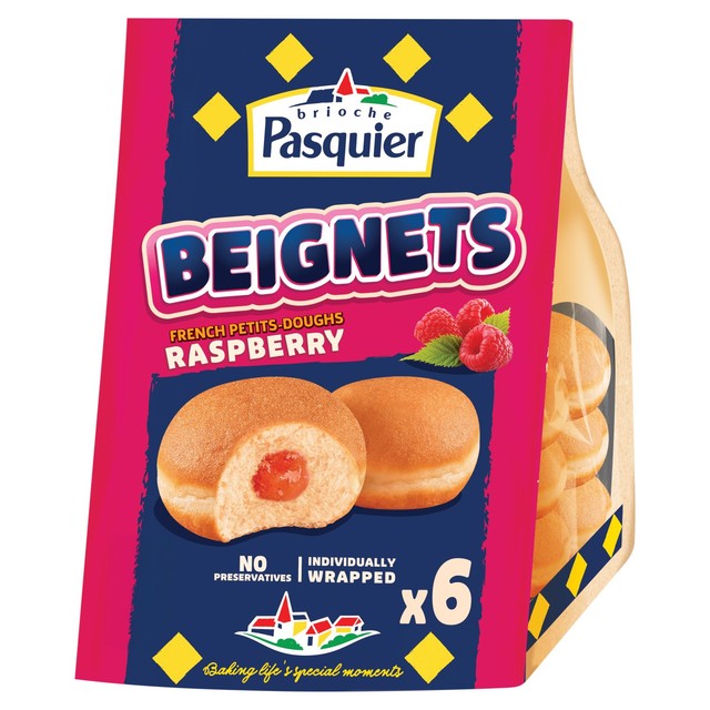 Brioche Pasquier raspberry beignet doughnuts 6 x 45g - British product