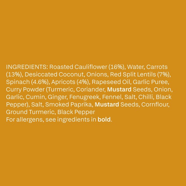 Plants Cauliflower & Lentil Dhal ready meal 300g - British product