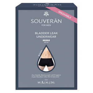 Selenacare Souveran Boxer for Menn Blærelekkasje Svart Blærelekkasje Undertøy Størrelse L