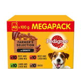 Pedigree wet dog food pouches mixed varieties in gravy 40 x 100g, imported from the UK
