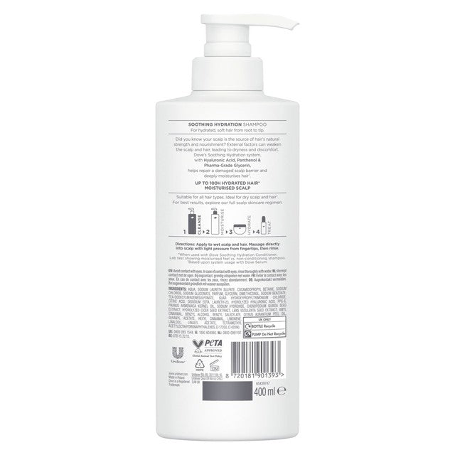Dove Soothing Hydration shampoo, UK version
