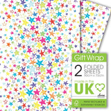 M&S Deva Designs Painted Stars Gift Wrap Sheets 2 Sheets 50cm x 70cm- Buy online at McGrocer
