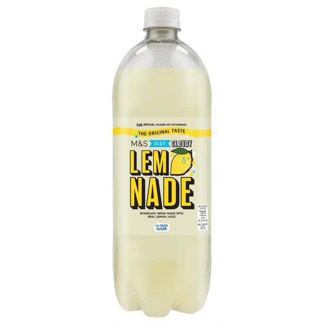 M&S Diet Sparkling Cloudy Lemonade 1L, imported from the UK