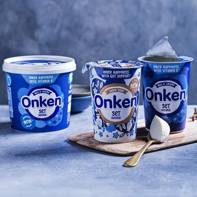 Onken Greek Style Natural Set Yogurt 450g, imported from the UK