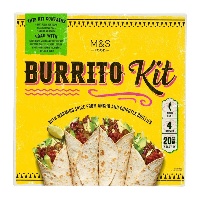 M&S burrito kit 625g, imported from the UK
