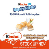 Kinder Happy Hippo milk and hazelnut crispy wafer biscuits 103.5g, UK version