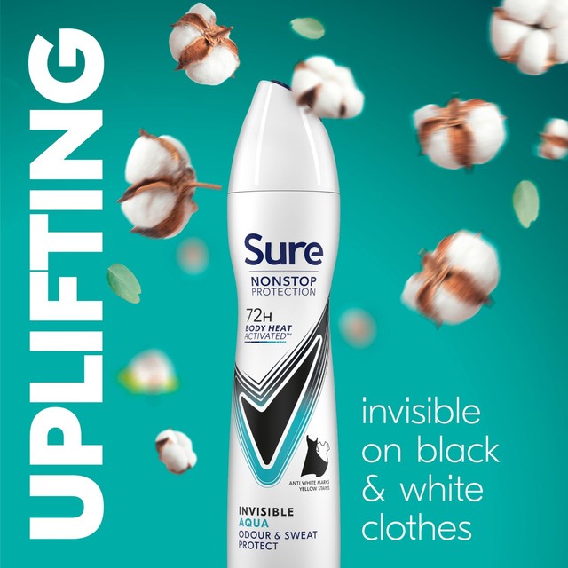 Sure Women Nonstop Protection Invisible Aqua Anti-Perspirant Spray 250ml (British brand)