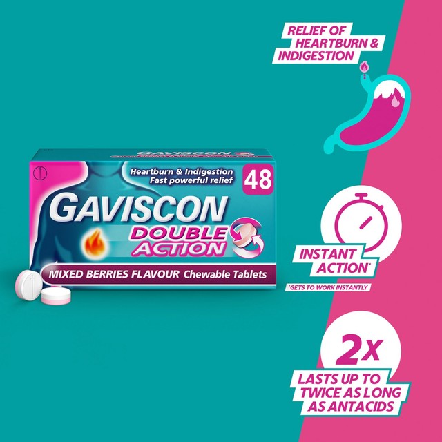 Gaviscon Double Action Mixed Berry 48 tablets, UK version