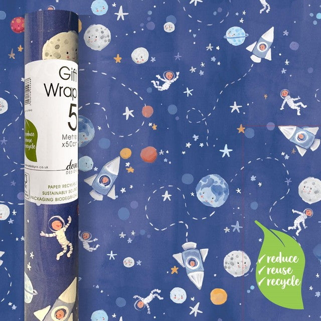 Deva Designs In Space gift wrap roll 5m x 50cm, UK version
