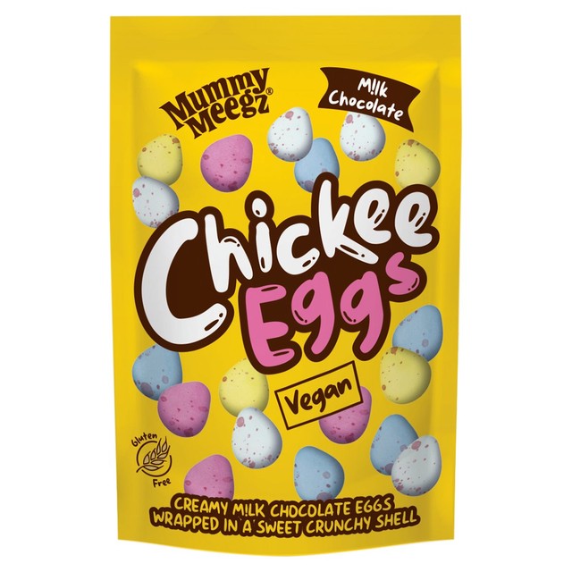 Mummy Meegz Chickee Eggs vegan chocolate eggs 80g, imported from the UK