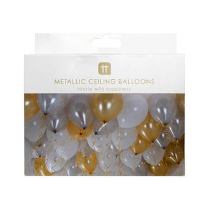 Talking Tables Gold, Silver & White Latex Party Balloons 30 per Pack, 30cm