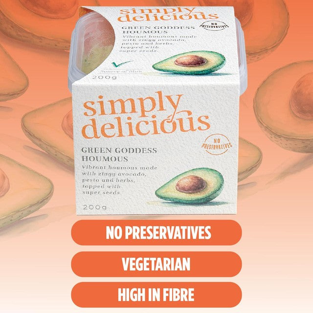 Simply Delicious Green Goddess houmous 200g (British brand)