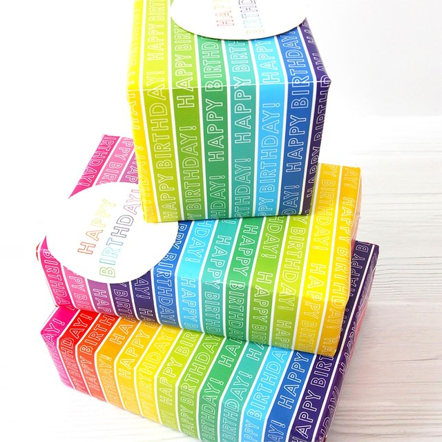 Abacus rainbow stripe gift wrap 50x70cm, imported from the UK
