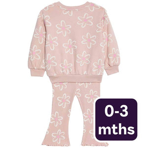 M&S Floral Outfit Pink Baby Set 0-3 Months