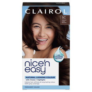 Nice N' Easy Hair Dye Medium Cool Brown 5C Permanent Hair Colour Kit 60ml