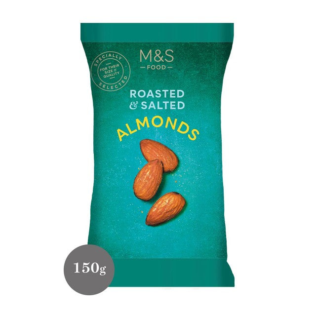 M&S roasted and salted almonds 150g, imported from the UK