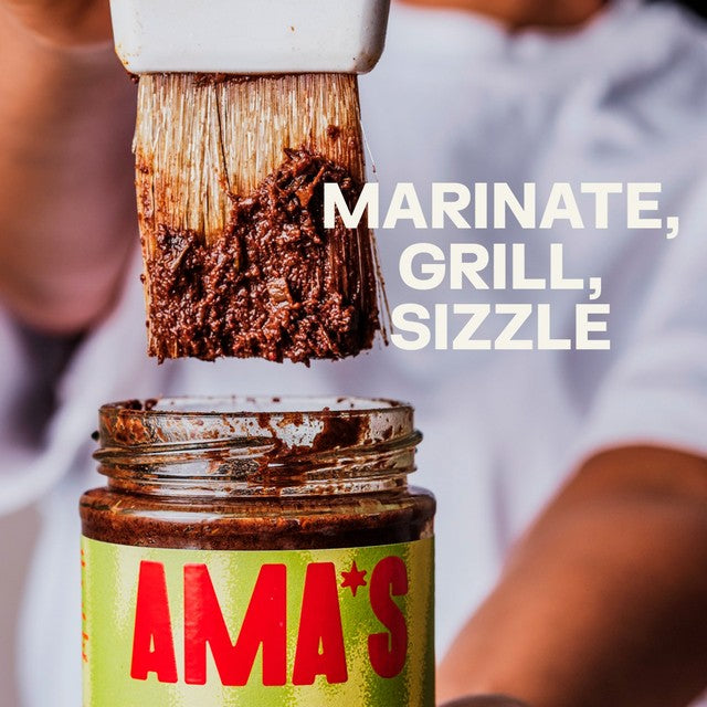 Ama's jerk marinade medium heat vegan-friendly, imported from the UK