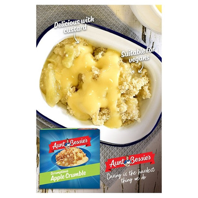 Aunt Bessie's apple crumble dessert - British product