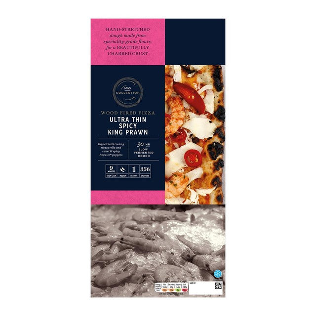 M&S spicy king prawn pizza 177g, imported from the UK