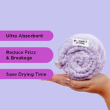 Noughty microfibre hair towel wrap in purple, imported from the UK