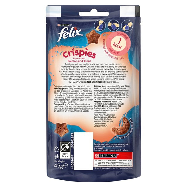 Felix Crispies salmon and trout cat treats 45g - British product