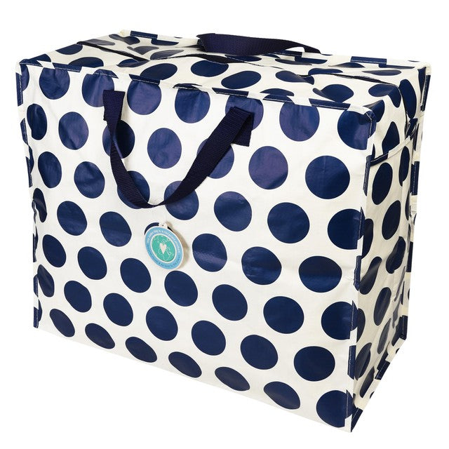 Rex London navy spots jumbo storage bag, imported from the UK