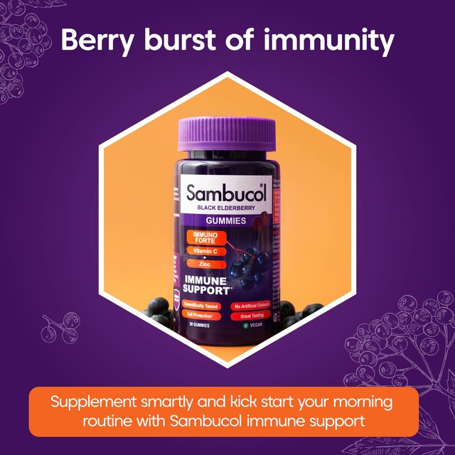Sambucol immune support gummies berry flavoured 30 count (British brand)
