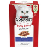 Gourmet Mon Petit fish flavour cat food 6x50g pouches, UK version