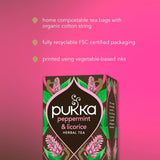 Pukka Herbs peppermint and licorice herbal tea bags x20, imported from the UK