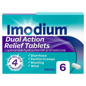Imodium Dual Action Relief Diarrhoea Tablets 6 Tablets