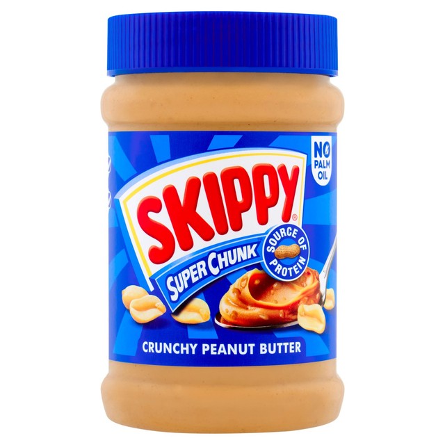 Skippy crunchy peanut butter spread 454g glass jar (British brand)
