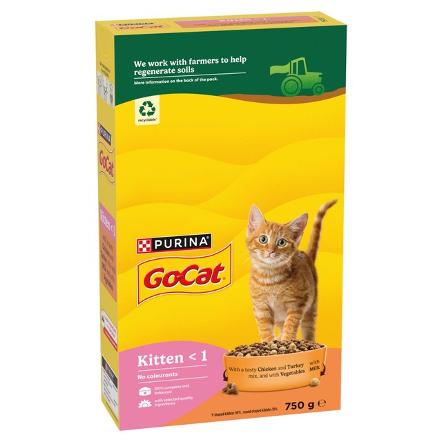 Go-Cat kitten dry cat food chicken turkey and milk 750g, UK version