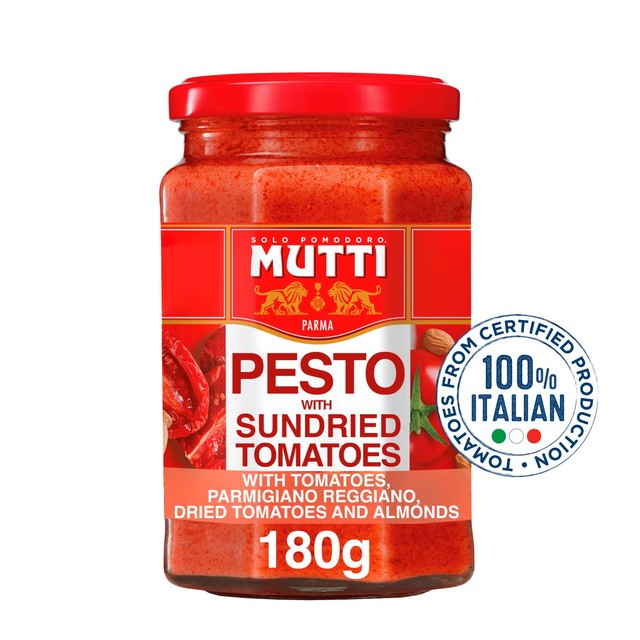 Mutti sundried tomato parmesan red pesto 180g, imported from the UK