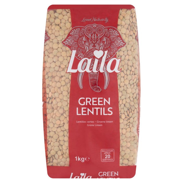 Laila green lentils 1kg, UK version
