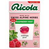 Ricola Raspberry Mint sugar free sweets box, imported from the UK