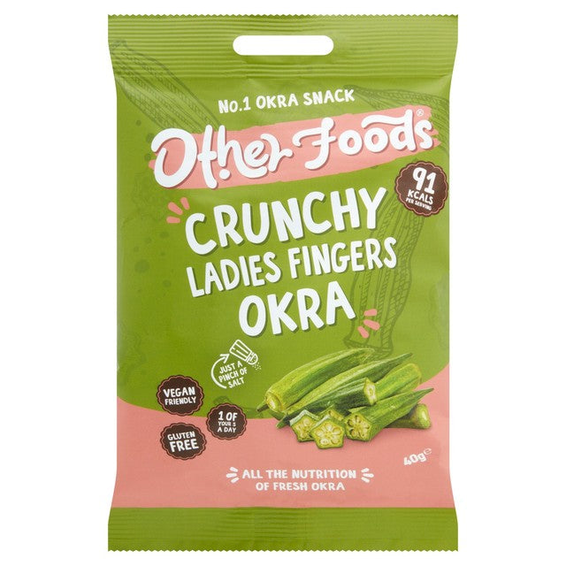 Other Foods okra chips 40g, imported from the UK