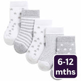 M&S Terry Stars baby socks 6-12 months grey, imported from the UK