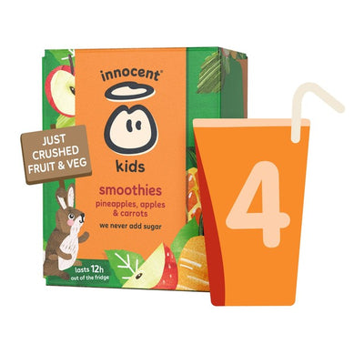 Smoothie aux fruits pour enfants Innocent ananas, pommes et carottes 4 x 150 ml