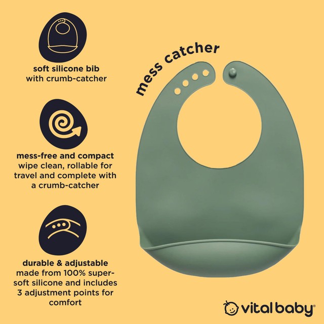 Vital Baby Nourish Bib in natural moss, 27x21cm (British brand)