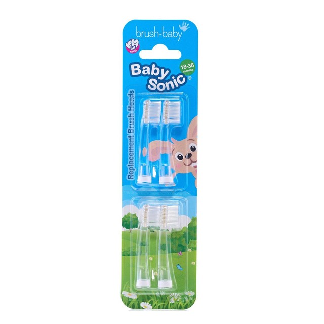 Brush-Baby BabySonic replacement toothbrush heads for 18-36 months 4 pack - British product