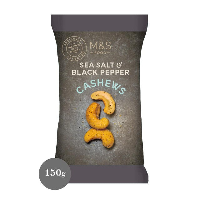 M&S cashew nuts sea salt black pepper 150g imported from the UK