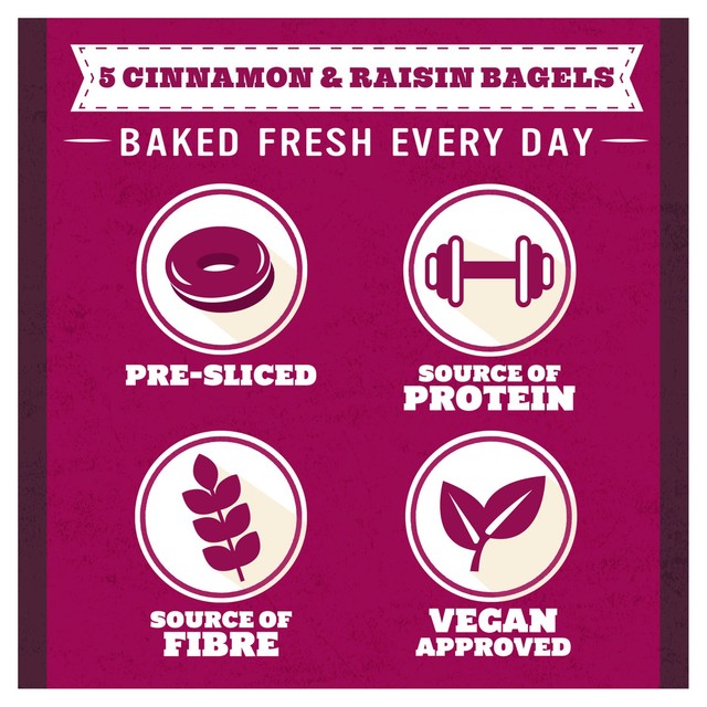 Warburtons Cinnamon & Raisin Bagels 5 Pack (British brand)