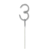 Unique Party silver number 3 sparkler candle, UK version