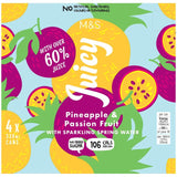 M&S pineapple and passion fruit sparkling water 4 x 330ml, imported from the UK