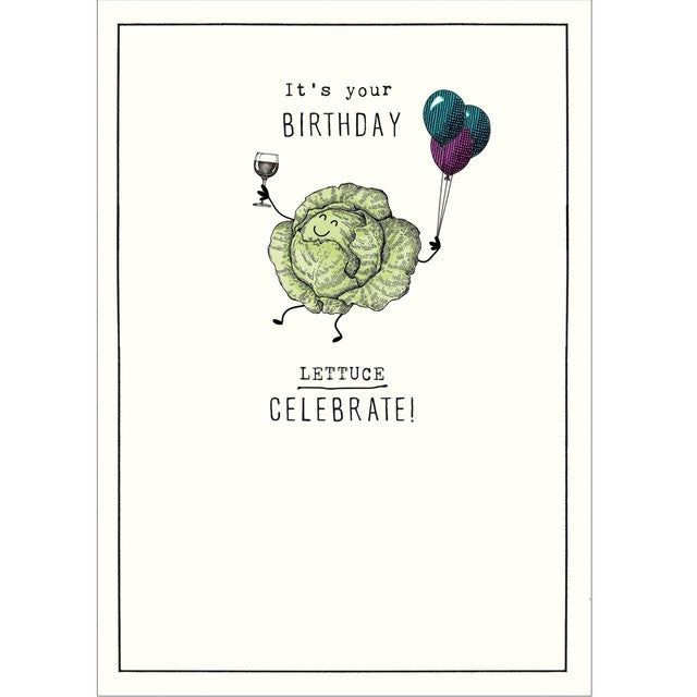 Pigment Lettuce Celebrate birthday card 130mm x 176mm, UK version
