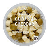 M&S Manzanilla olives and cheddar cheese pot 180g, imported from the UK