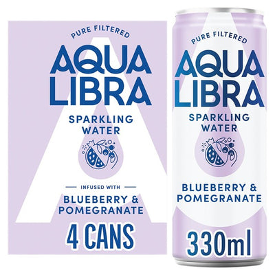 M&S Aqua Libra Blueberry & Pomegranate Flavoured Sparkling Water 4 x 330ml- Buy online at McGrocer